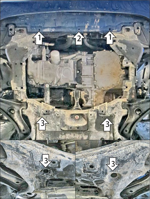 Защита стальная Мотодор (Двигатель, Коробка переключения передач), 2 мм,  Honda Freed  2016-2024 арт. 70819