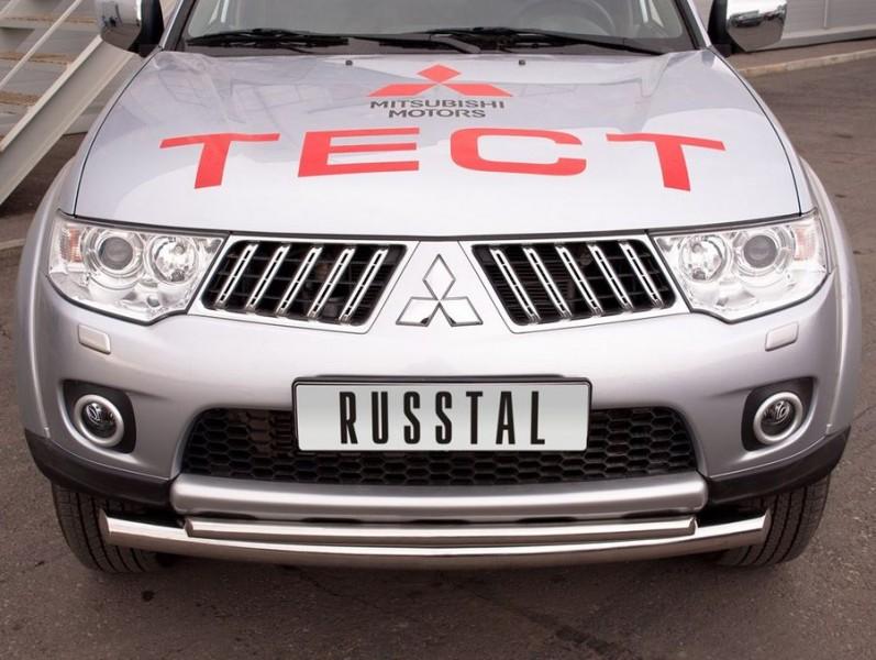 Защита переднего бампера d76/42 для Mitsubishi Pajero Sport 2010, Slitkoff PSZ-000921