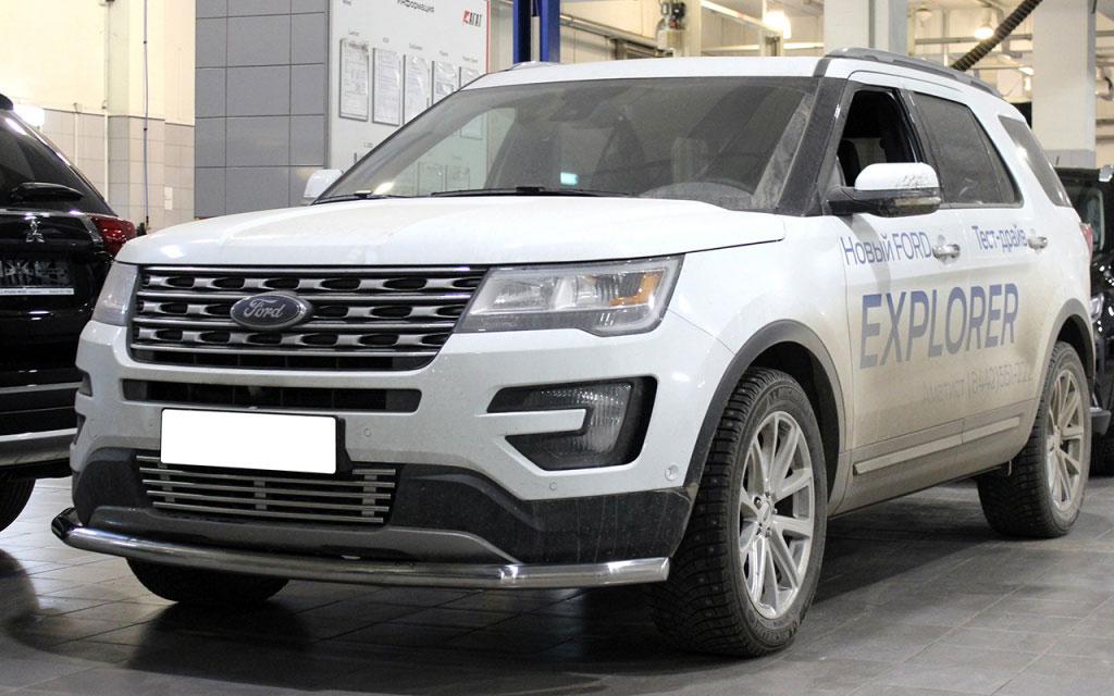 Дуга передняя по низу бампера d60 с подгибами Ford Explorer 2015, Технотек FE2015_1