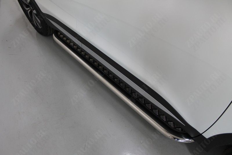 Пороги с площадкой (нерж. лист) 75х42 мм Chery Tiggo 7 PRO MAX 4WD 2025 арт. CHERTIG7PM25-14