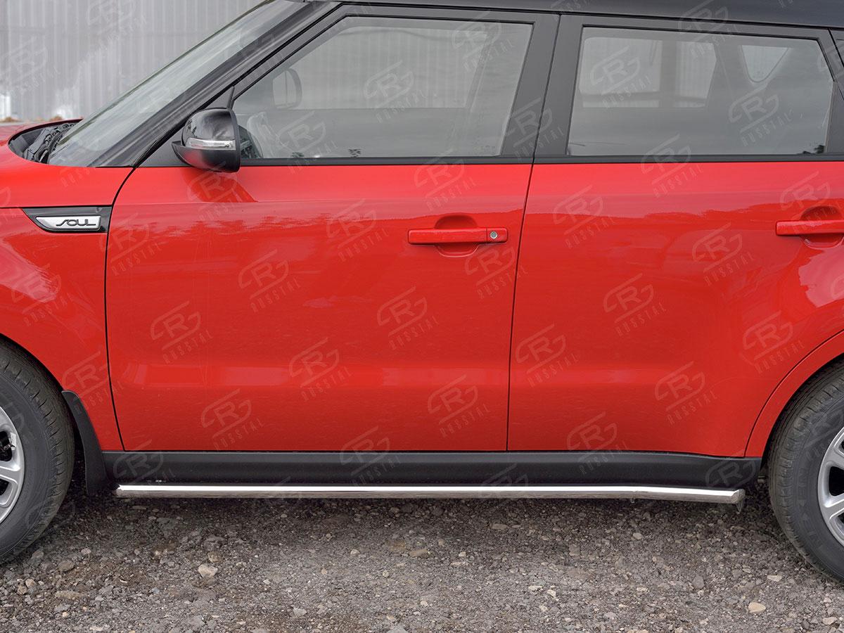 Пороги труба d42 вариант 1 на KIA Soul II 2017, Slitkoff KSOT-0027521