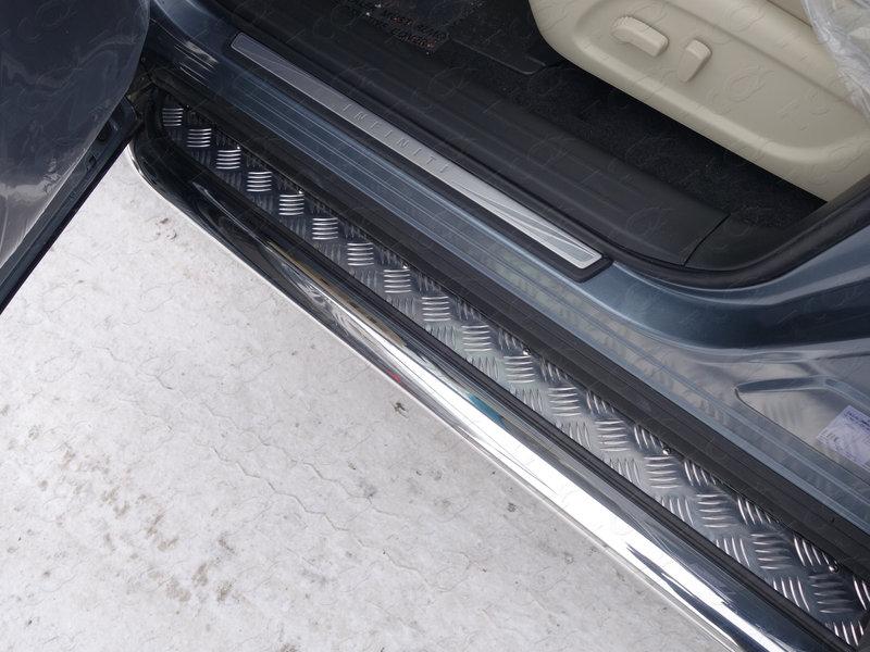 Пороги с площадкой 75х42 мм для автомобиля Infiniti QX 60 2016-, TCC Тюнинг INFQX6016-22