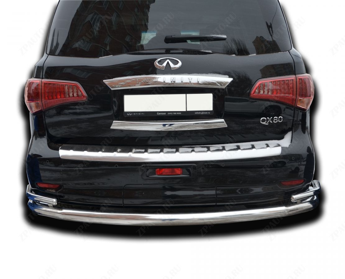 Защита заднего бампера угловая большая для автомобиля INFINITI QX56, Россия IQX.11.21