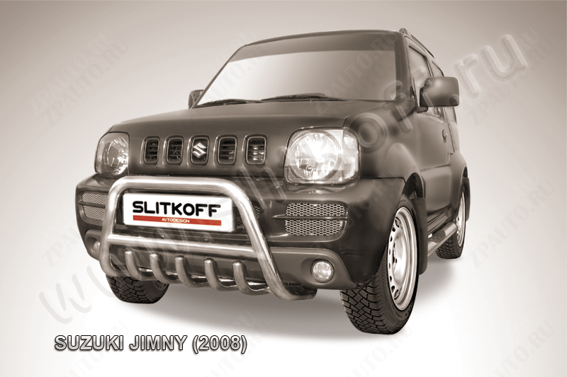 Кенгурятник d57 низкий c защитой картера Suzuki Jimny (1998-2019) Black Edition, Slitkoff, арт. SJ003BE