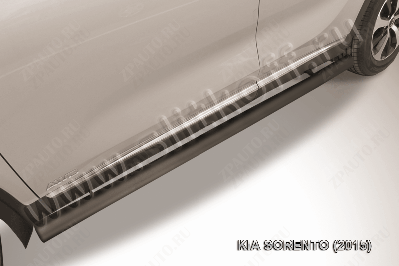 Защита порогов d76 труба черная Kia Sorento (2014-2017) , Slitkoff, арт. KS15-005B