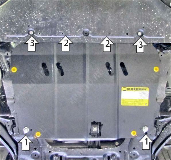 Защита стальная Мотодор (Двигатель; КПП), 2 мм,  Nissan Qashqai +2  2008-2014 арт. 71410