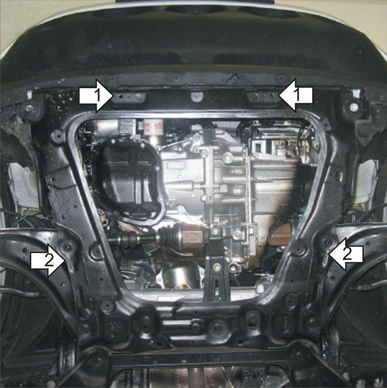 Защита стальная Мотодор (Двигатель, Коробка переключения передач), 2 мм, Сталь для Nissan Juke 2013- арт. 71409