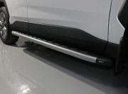 Пороги алюминиевые с пластиковой накладкой (карбон серебро) 1720 мм для автомобиля Toyota RAV4 2019 арт. TOYRAV19-23SL, TCC Тюнинг