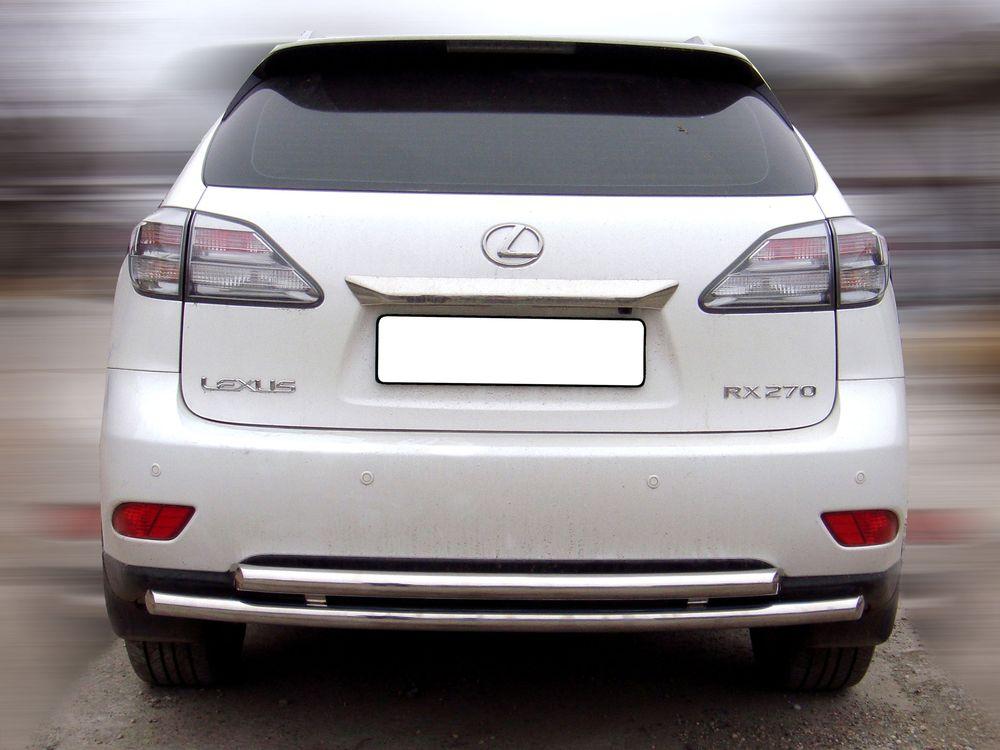 Защита заднего бампера радиусная двойная d-60+53 для Lexus RX 270/350/450h 2009-2012, Технотек RX09_3.1