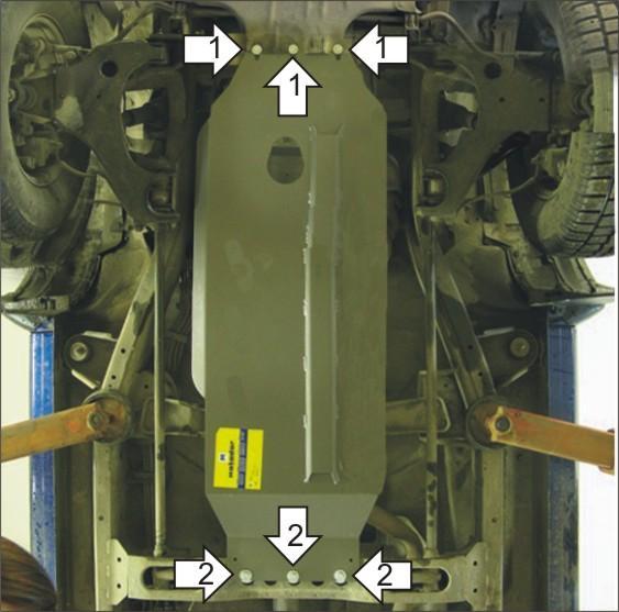 Защита стальная Мотодор (Двигатель, Коробка переключения передач), 3 мм, Сталь для Nissan Pick Up 1997-2014 арт. 11401