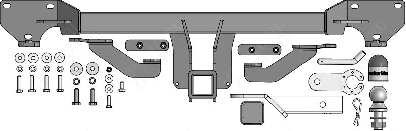 Фаркоп GAC GS4 2024-, тип шара E, MOTODOR, арт. 97808-Е