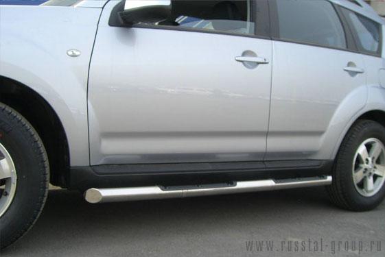 Пороги труба d76 с накладками вариант 1 для Peugeot 4007, Slitkoff P4T-0003071