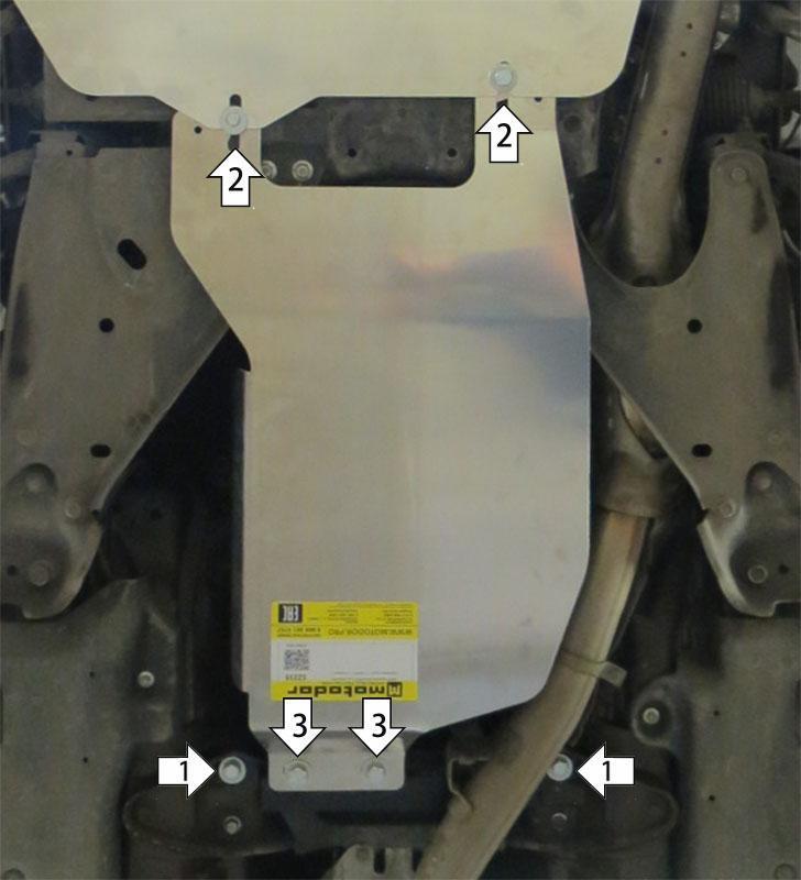 Защита алюминиевая Мотодор (Коробка переключения передач), 5 мм, Алюминий для Subaru Forester 2019- арт. 32235