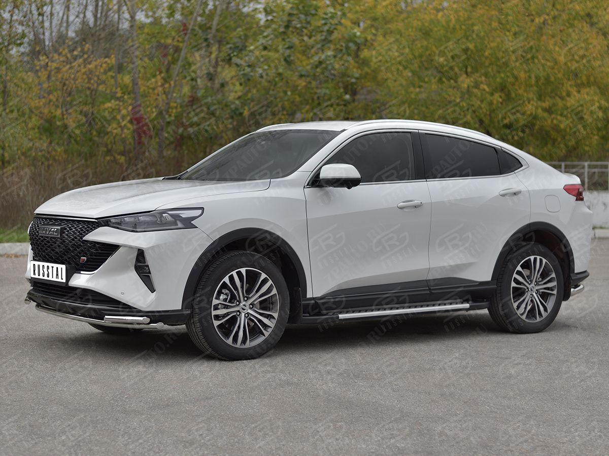 HAVAL F7X 4WD 2022- Защита переднего бампера d42 секции-d42 уголки HF7XZ-004001