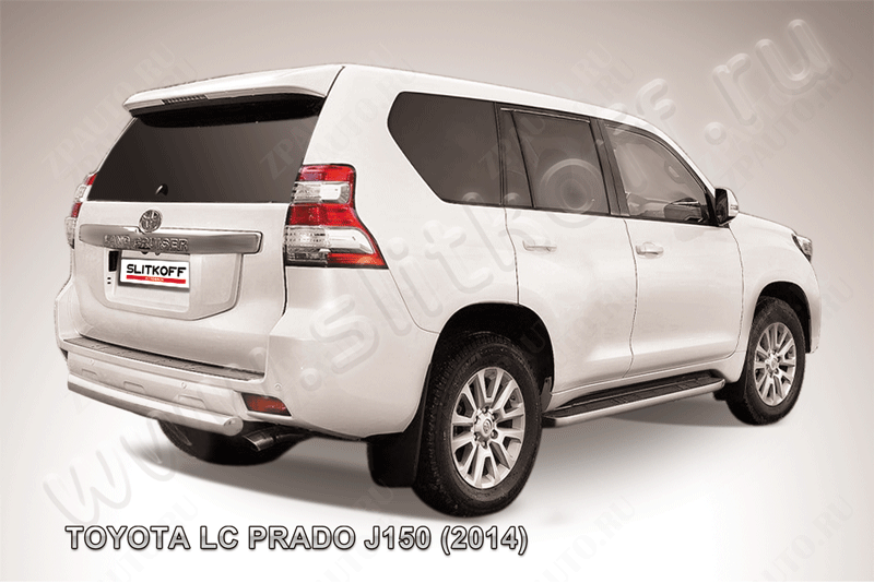 Защита заднего бампера d76 короткая Toyota Land Cruiser Prado J150 (2013-2017) , Slitkoff, арт. TOP14-012