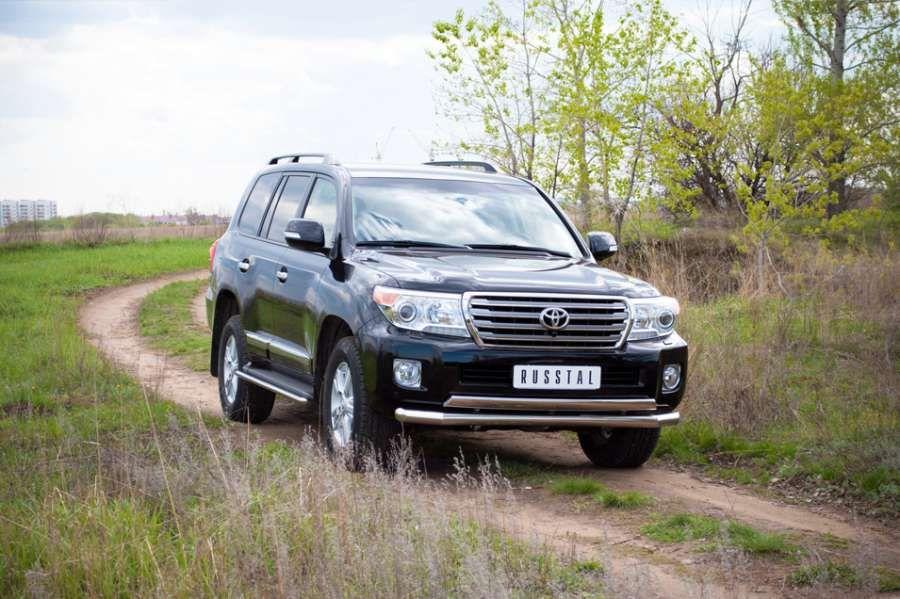 Защита переднего бампера d76/75х42 для Toyota Land Cruiser 200 2012, Slitkoff TLCZ-000514