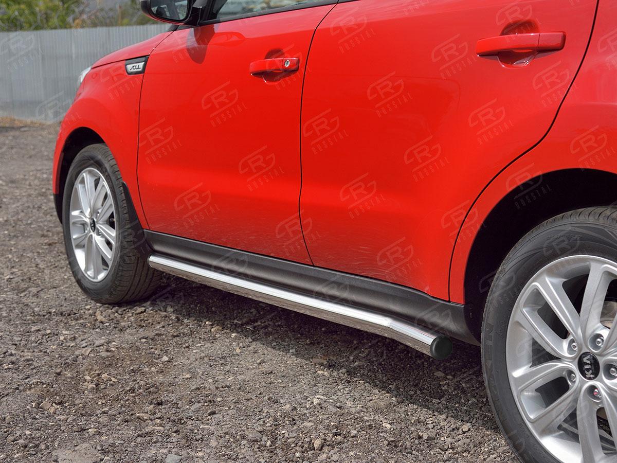 Пороги труба d57 вариант 2 на KIA Soul II 2017, Slitkoff KSOT-0027532