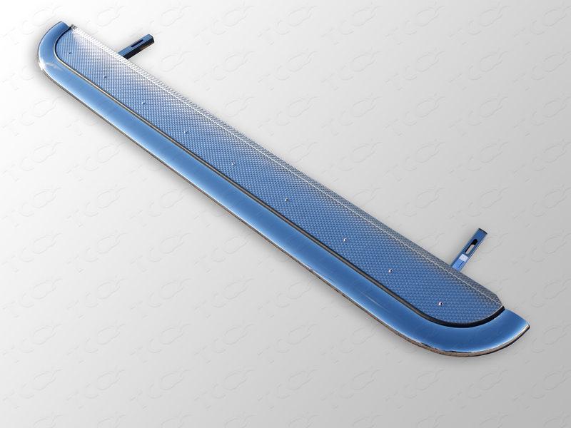 Порог с площадкой (укороченный, нерж. лист) 75х42 мм (левый) для автомобиля Ford Transit FWD L2 2013-, TCC Тюнинг FORTRAN16-23