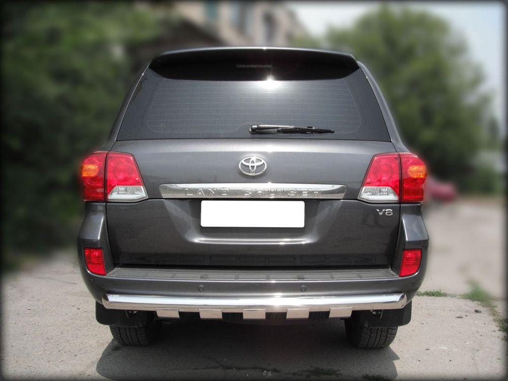 Защита заднего бампера радиусная d-76 с доп.накладками для Toyota Land Cruiser 200 2012, Технотек LCN2013_11.1