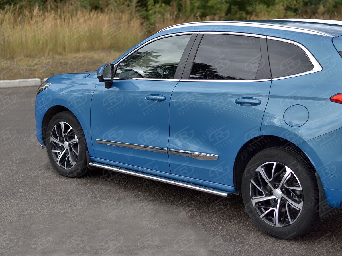 HAVAL JOLION 1.5 2WD 2021- Пороги труба 75х42 овал с проступью HJOLO-003991