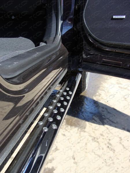 Пороги овальные с проступью 75х42 мм для Subaru Forester 2013 (Субару Форестер 2013), ТСС SUBFOR13-07, TCC Тюнинг