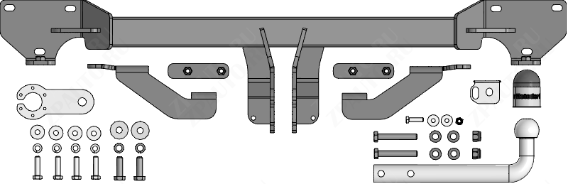 Фаркоп GAC GS4 2024-, тип шара A, MOTODOR, арт. 97807-А