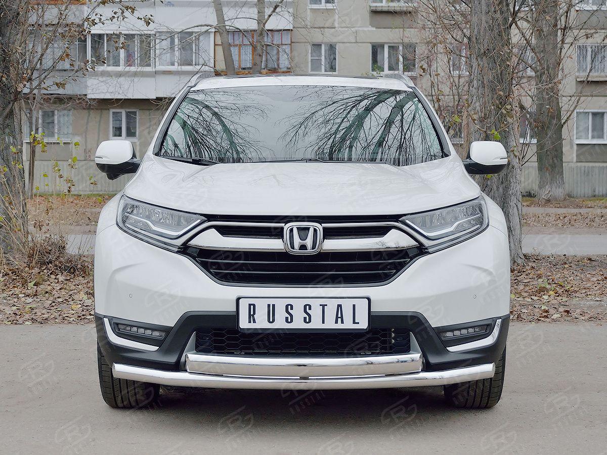 Защита переднего бампера d57/75х42 на Honda CR-V 2017, Slitkoff HCRZ-002828