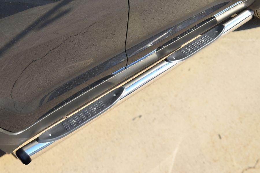 Пороги труба d76 с накладками для KIA Sportage 2010-2015, Slitkoff вариант 2 KSGT-001674