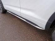 Пороги овальные гнутые с накладкой 75х42 мм для автомобиля Toyota Highlander 2017-, TCC Тюнинг TOYHIGHL17-08