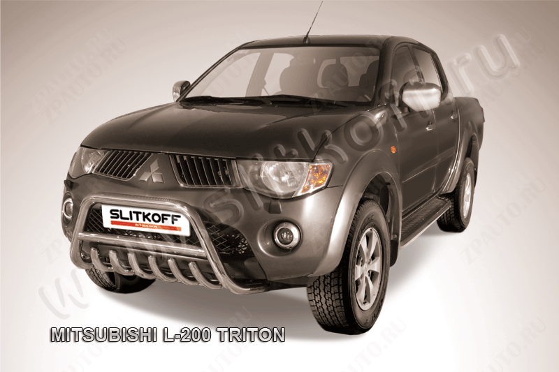 Кенгурятник d57 низкий c защитой картера Mitsubishi L-200 Triton (2006-2015) , Slitkoff, арт. ML007