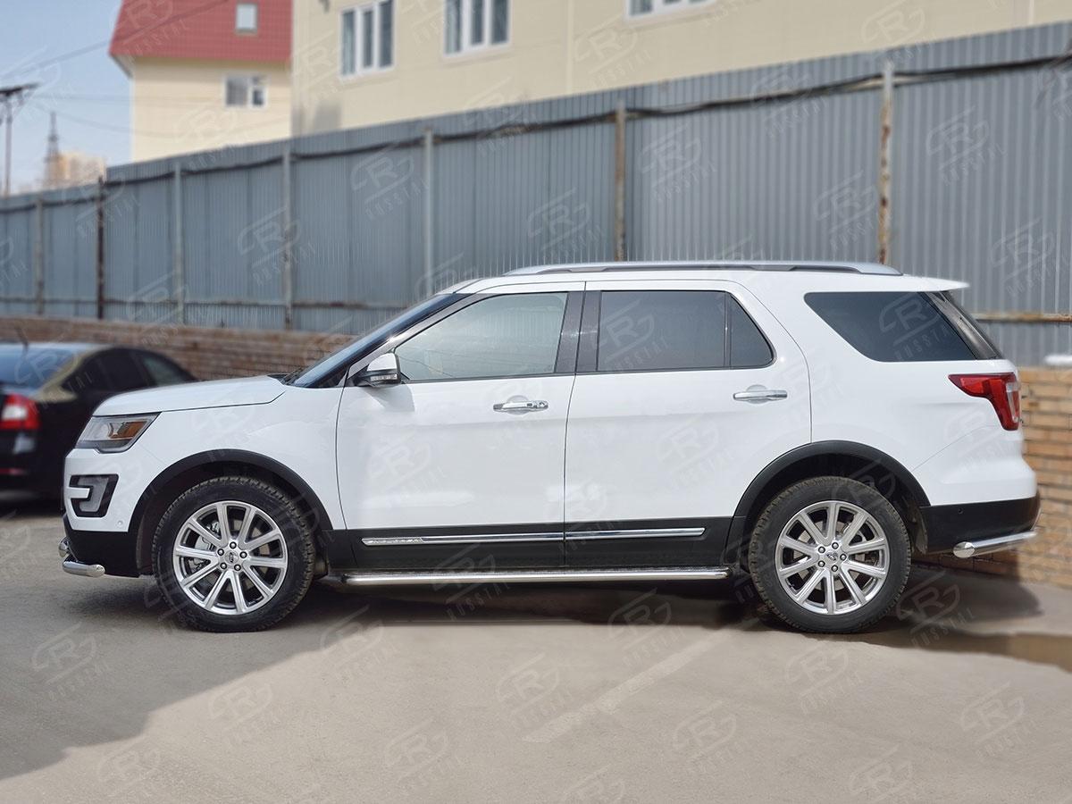 Пороги труба d42 с листом вариант 1 для Ford Explorer 2015, Slitkoff FEL-0026571