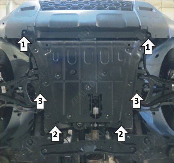 Защита стальная Мотодор (Двигатель, Коробка переключения передач, Передний Бампер), 2 мм, сталь для Renault Duster 2021- арт. 71702