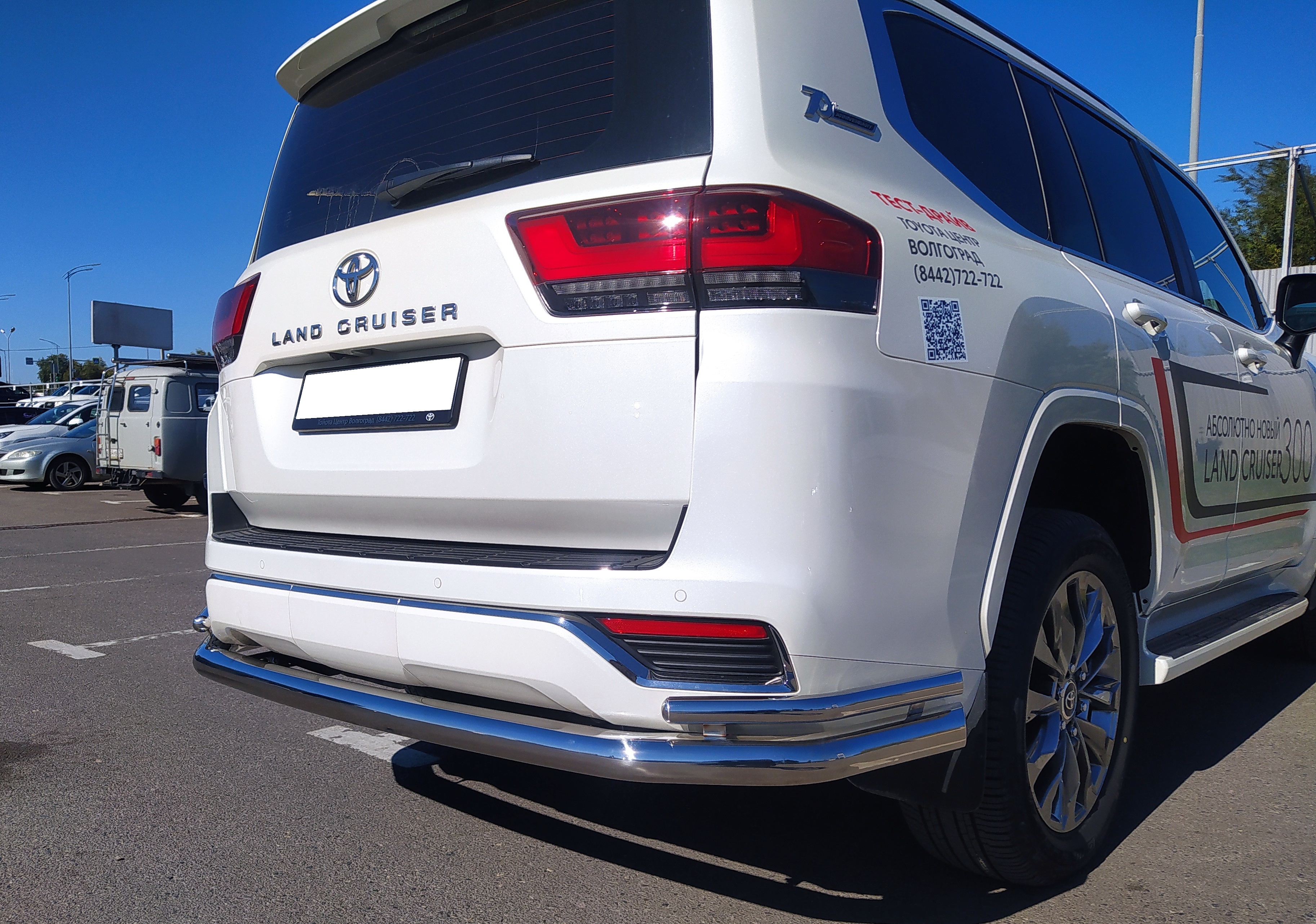 Защита заднего бампера угловая большая двойная для автомобиля TOYOTA Land Cruiser 300 2021 арт. TLC300.21.21