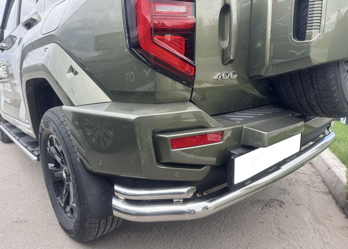 Защита заднего бампера угловая большая двойная для автомобиля Tank 400   2023 арт. TANK400.23.22