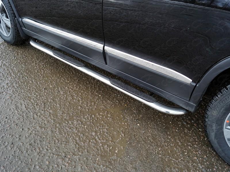 Пороги овальные гнутые с накладкой 75х42 мм для автомобиля Great Wall Haval H6 2015-, TCC Тюнинг HAVH615-11