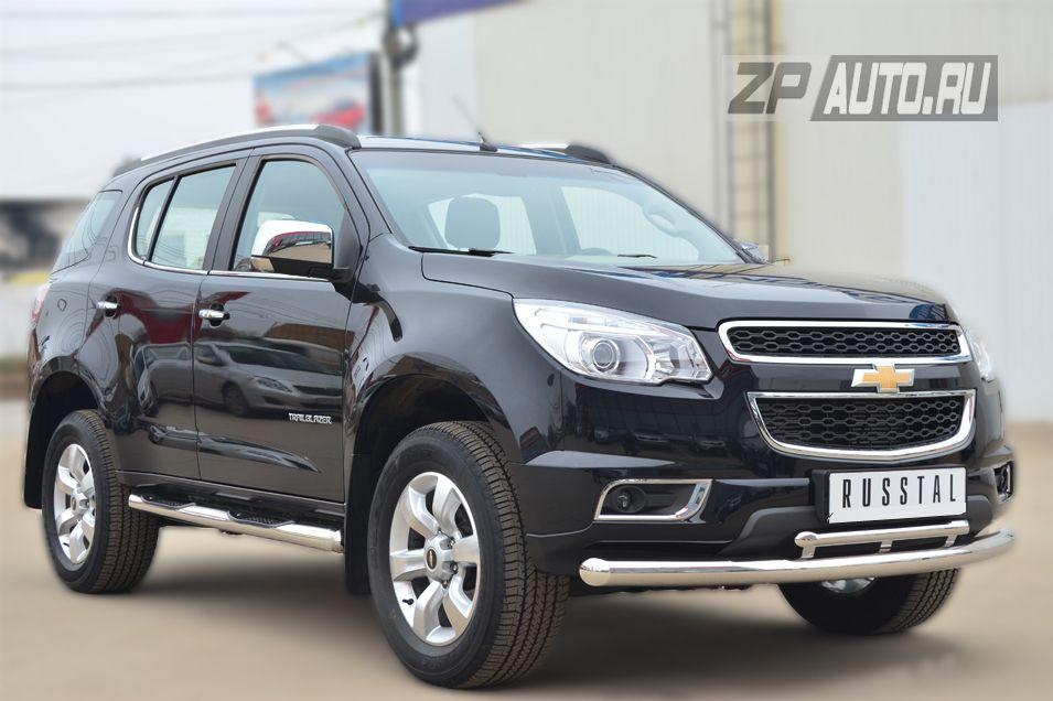Пороги труба d76 с накладками вариант 3 для Chevrolet TrailBlazer 2013, Slitkoff CTRT-0015103
