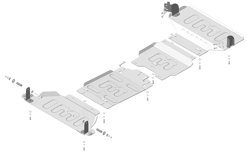 Защита алюминиевая Мотодор (Двигатель, Передний дифференциал, Коробка переключения передач, Радиатор, Раздаточная коробка), 5 мм,  для Dodge Ram 1500 V-3,0  2018- арт. 32909