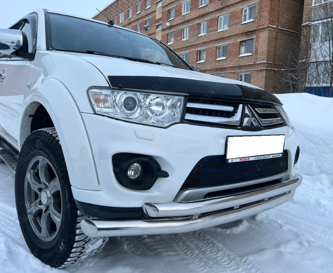 Защита переднего бампера двойная с подгибами для автомобиля MITSUBISHI Pajero Sport 2008 арт. MSPS.08.03-2