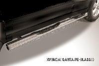 Защита порогов d76 с проступями Hyundai Santa-Fe Classic (2000-2012) Black Edition, Slitkoff, арт. HSFT010BE