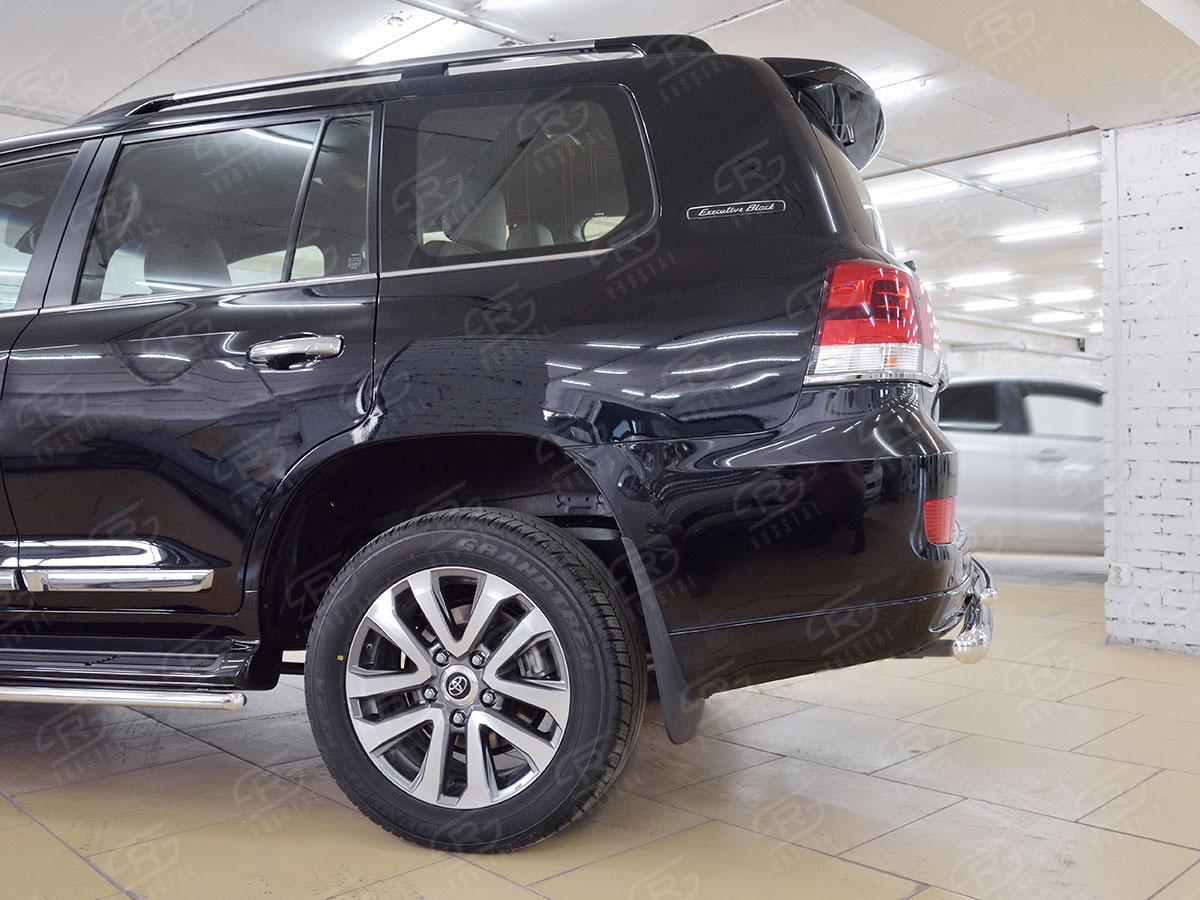 Защита заднего бампера d76/42 дугас декоративным пазом Toyota LC 200 Executive 2016, Slitkoff TLCZ-002557