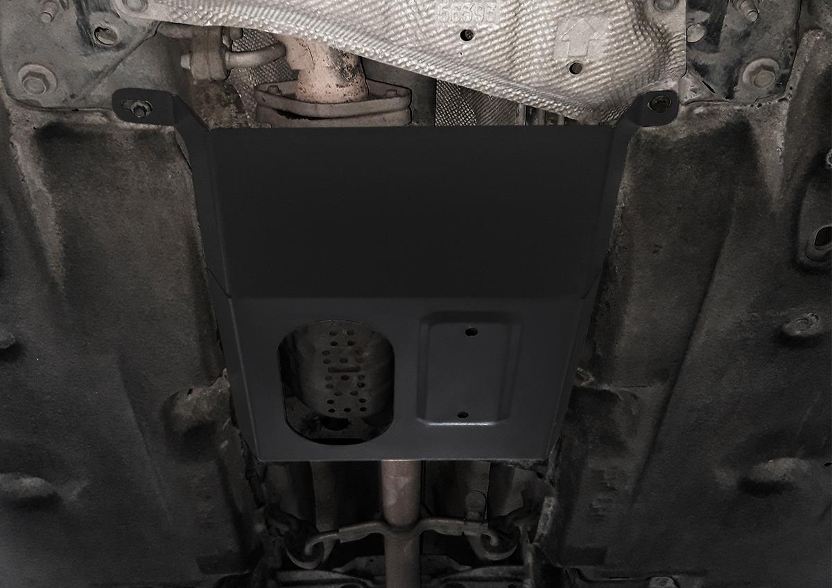 Защита кислородного датчика АвтоБроня для Mazda CX-5 II (V - 2.0; 2.5) 2017-н.в., штампованная, сталь 1.8 мм, без крепежа, 1.03824.1