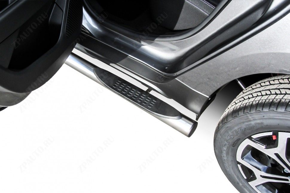 Защита порогов d76 с проступями Renault Duster (2020-2023) , Slitkoff, арт. RD21006