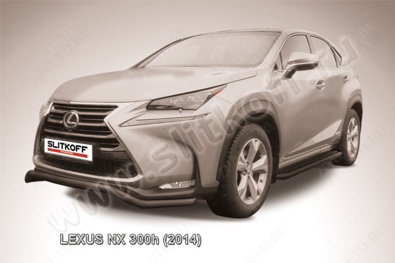 Защита переднего бампера d57 волна черная Lexus NX-300h (2014-2021) , Slitkoff, арт. LNX001B