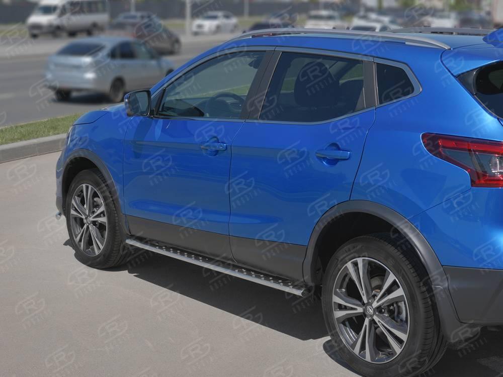 Пороги труба 75х42 овал с проступью для автомобиля Nissan  QASHQAI 2019, Slitkoff NQSO-003246