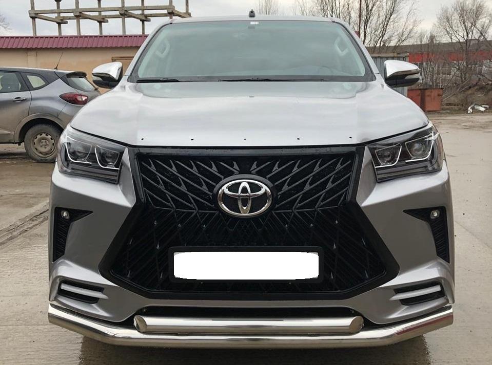 Защита переднего бампера двойная (бампер из Тайваня) для автомобиля Toyota Hilux 2015 арт. THL.15.03-1, Россия
