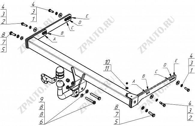 Фаркоп Volkswagen Tiguan  2017-, тип шара A , Motodor, арт.92712-A
