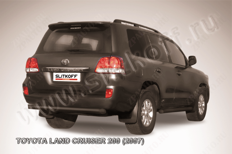 Защита заднего бампера d76 короткая черная Toyota Land Cruiser 200 (2007-2012) , Slitkoff, арт. TLC2-023B