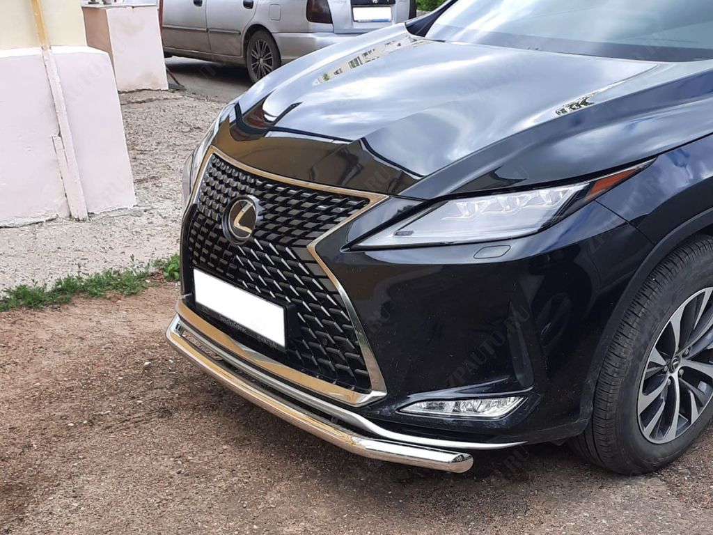 Защита переднего бампера одинарная с подгибами d-60 для автомобиля Lexus RX-350, RX-300, 2019-наст.в. арт. RX19_1, Технотек