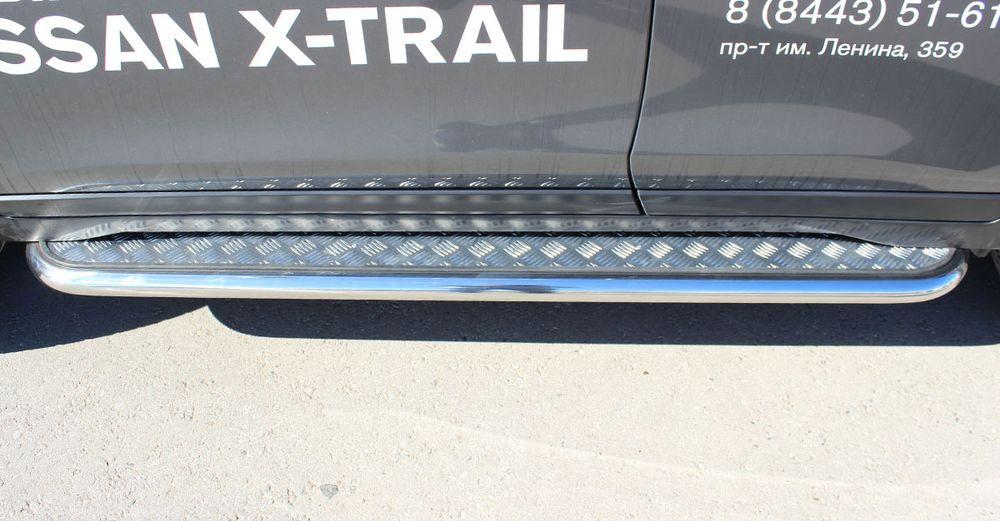 Пороги с листом d-53 для Nissan X-Trail T32 2014, Технотек NX14_2