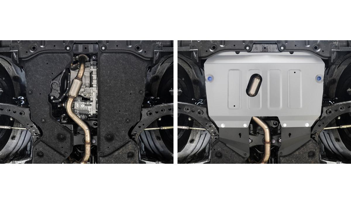 Защита картера и КПП Rival для Toyota Highlander IV U70 2020-н.в., алюминий 3 мм, с крепежом, штампованная, 333.9549.1